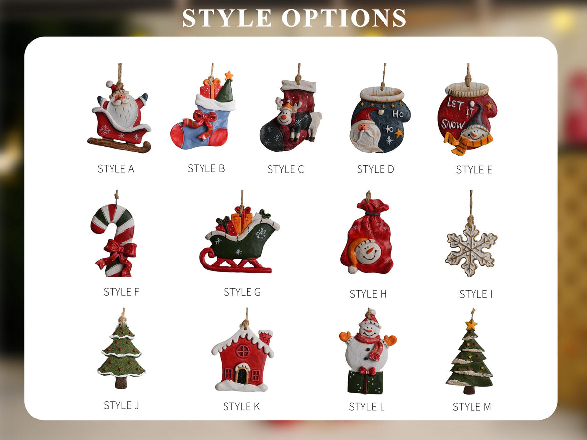Santa & Snowman Christmas Tree Resin Ornament