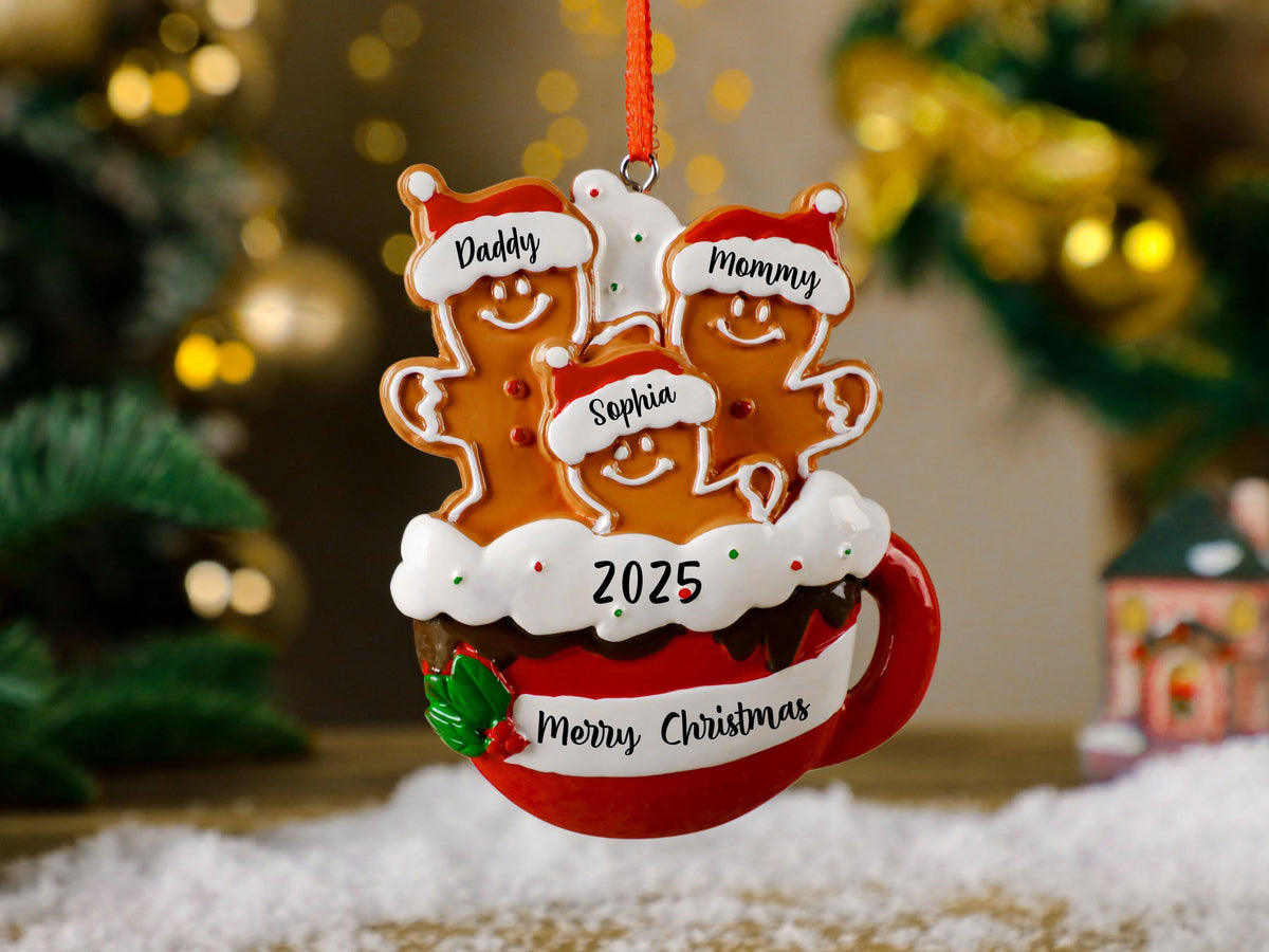 Personalized Gingerbread Family Resin Ornament