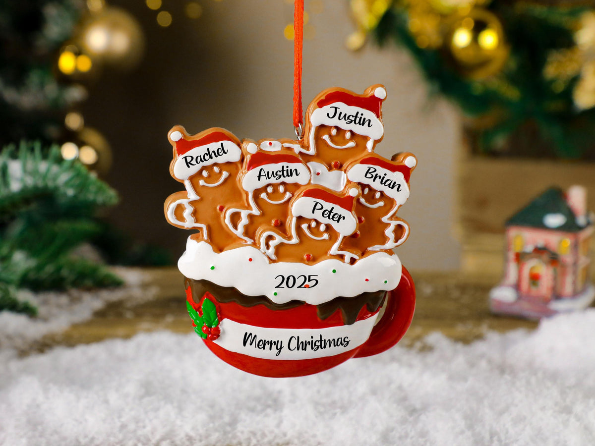 Personalized Gingerbread Family Resin Ornament