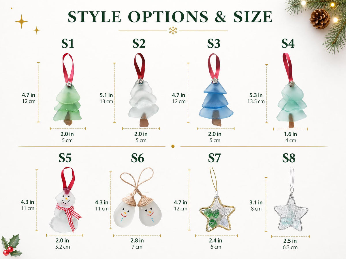 Coastal Sea Glass Family Tree Christmas Ornament