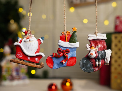 Santa & Snowman Christmas Tree Resin Ornament