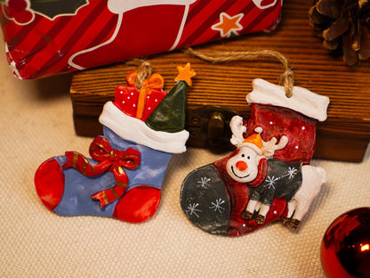Santa & Snowman Christmas Tree Resin Ornament