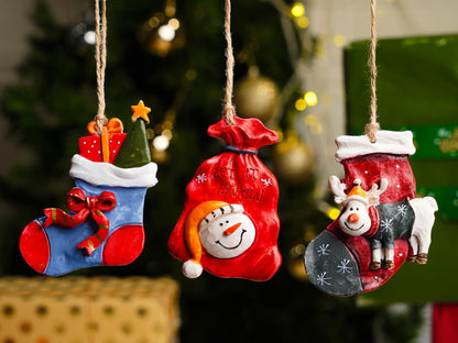 Santa & Snowman Christmas Tree Resin Ornament