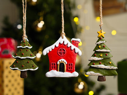 Santa & Snowman Christmas Tree Resin Ornament