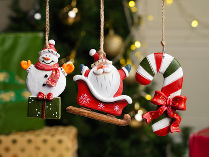 Santa & Snowman Christmas Tree Resin Ornament