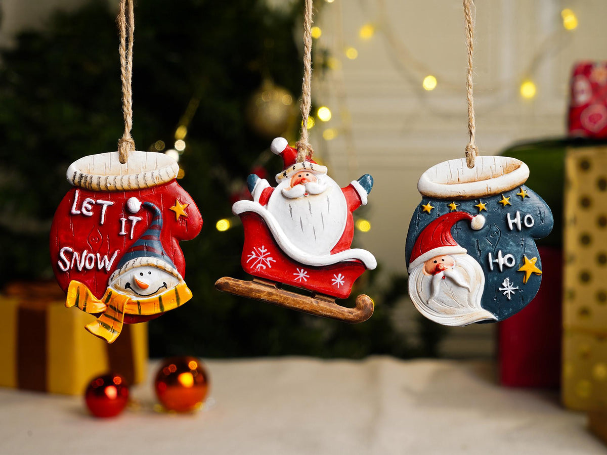 Santa & Snowman Christmas Tree Resin Ornament