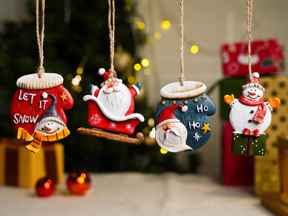 Santa & Snowman Christmas Tree Resin Ornament