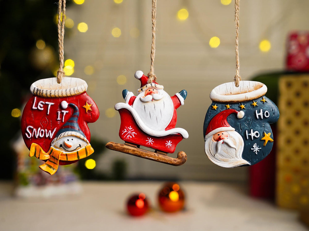 Santa & Snowman Christmas Tree Resin Ornament