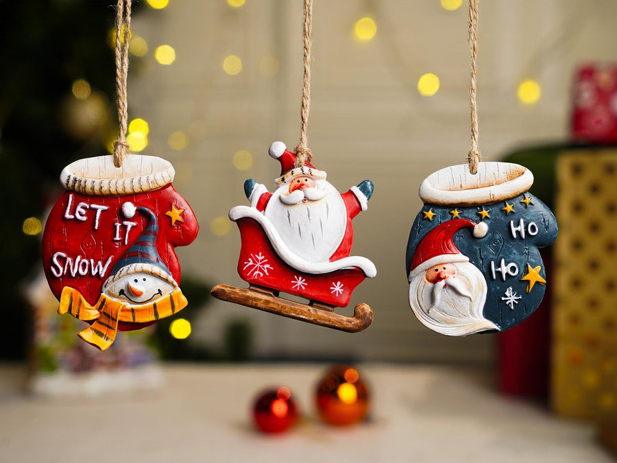 Santa & Snowman Christmas Tree Resin Ornament