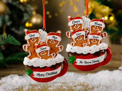 Personalized Gingerbread Family Resin Ornament