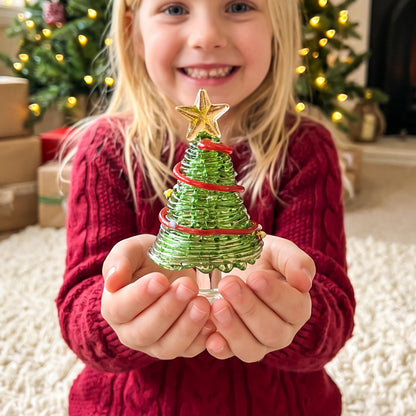 Hand-Blown Glass Tabletop Christmas Tree Decor
