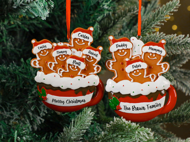 Personalized Gingerbread Family Resin Ornament