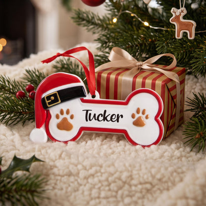 Personalized Dog Bone Resin Christmas Ornament