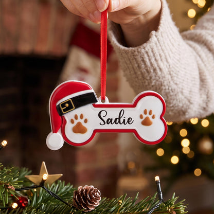 Personalized Dog Bone Resin Christmas Ornament