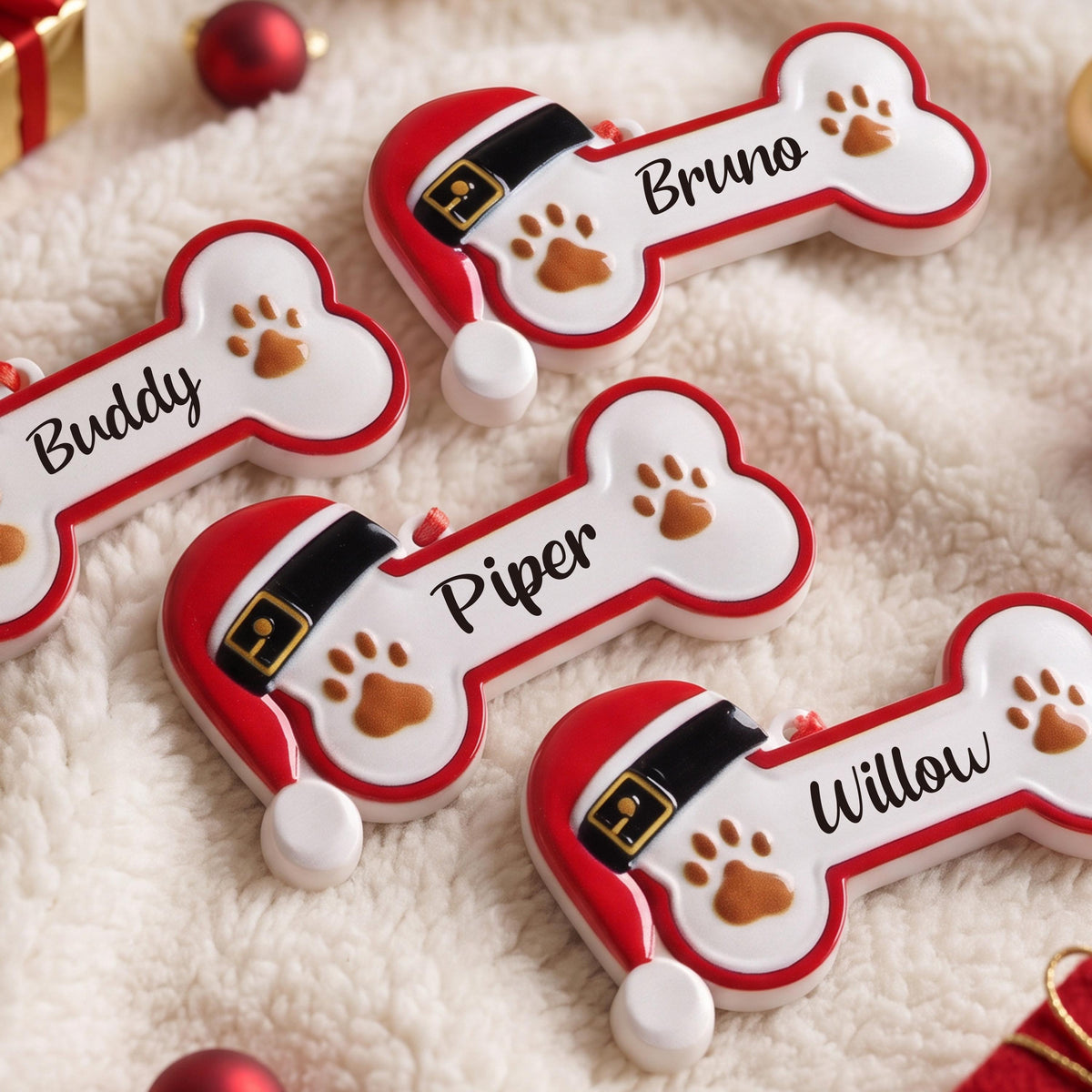 Custom Paw Print Dog Bone Resin Tree Ornament