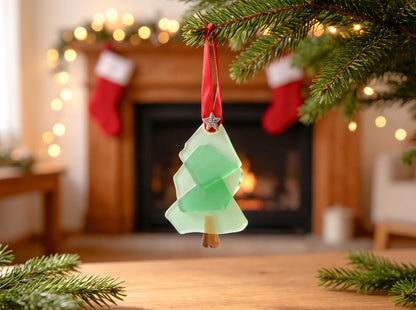 Coastal Sea Glass Family Christmas Tree Ornament