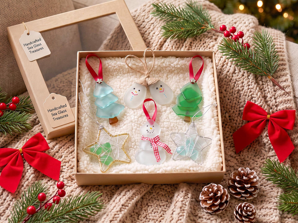 Coastal Sea Glass Family Christmas Tree Ornament