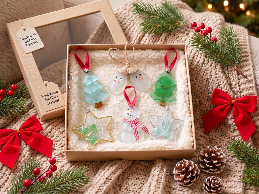 Coastal Sea Glass Family Tree Christmas Ornament