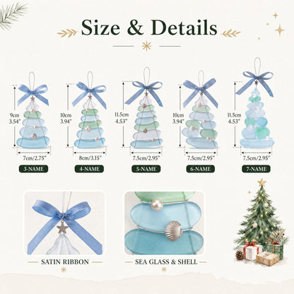 Personalized Coastal Sea Glass Christmas Tree Ornament