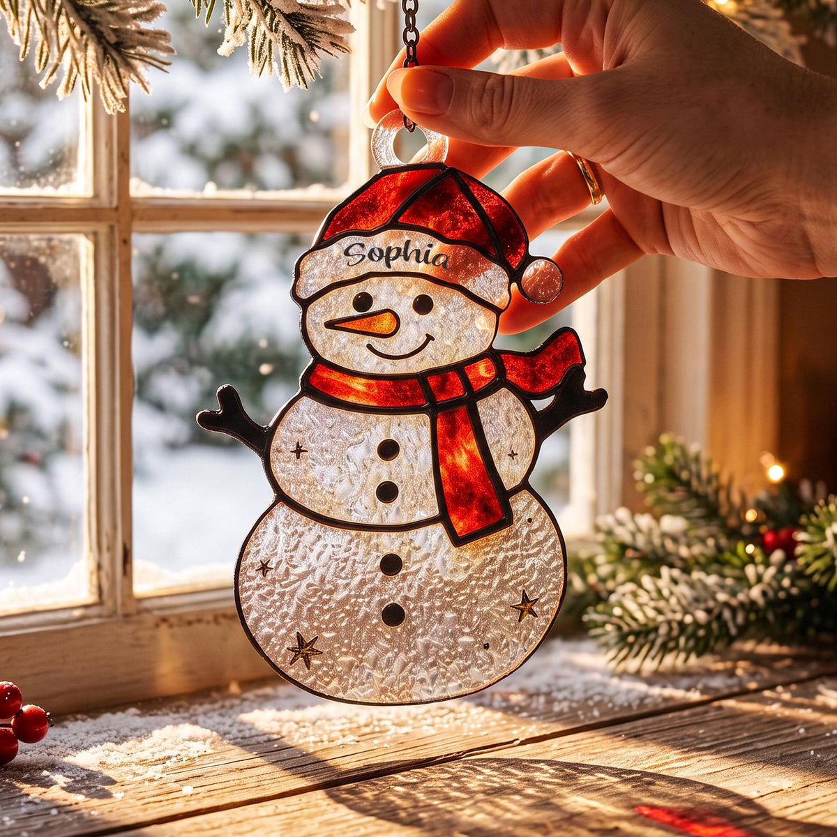 Personalized Family Name Glass Christmas Ornament