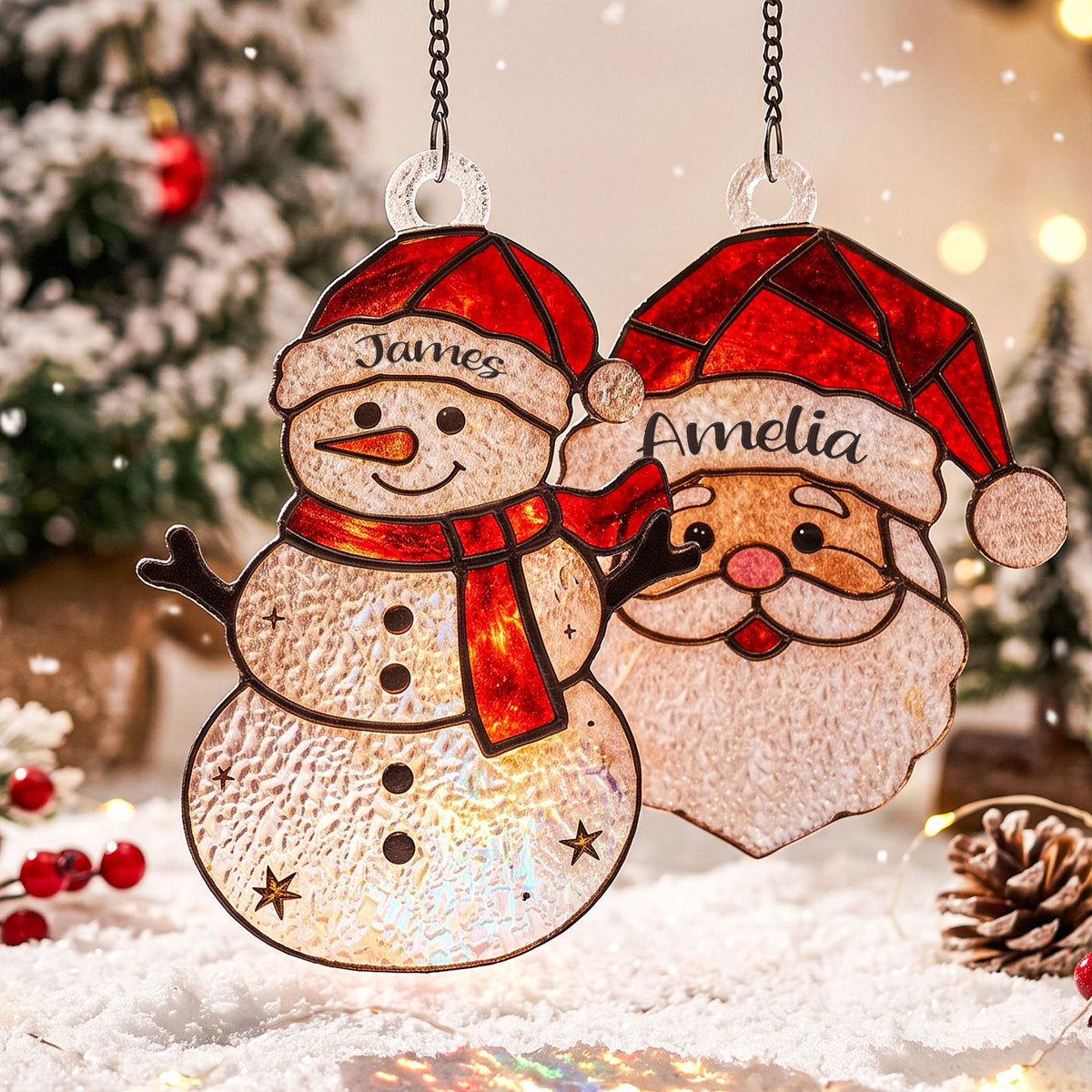 Personalized Family Name Glass Christmas Ornament